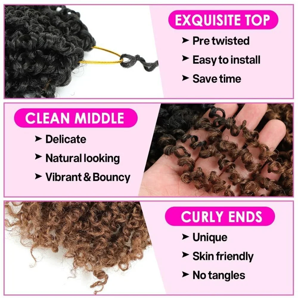 6Pack Yanky Twist Crochet Hair 12 Inch Fluffy Styled for Black Women